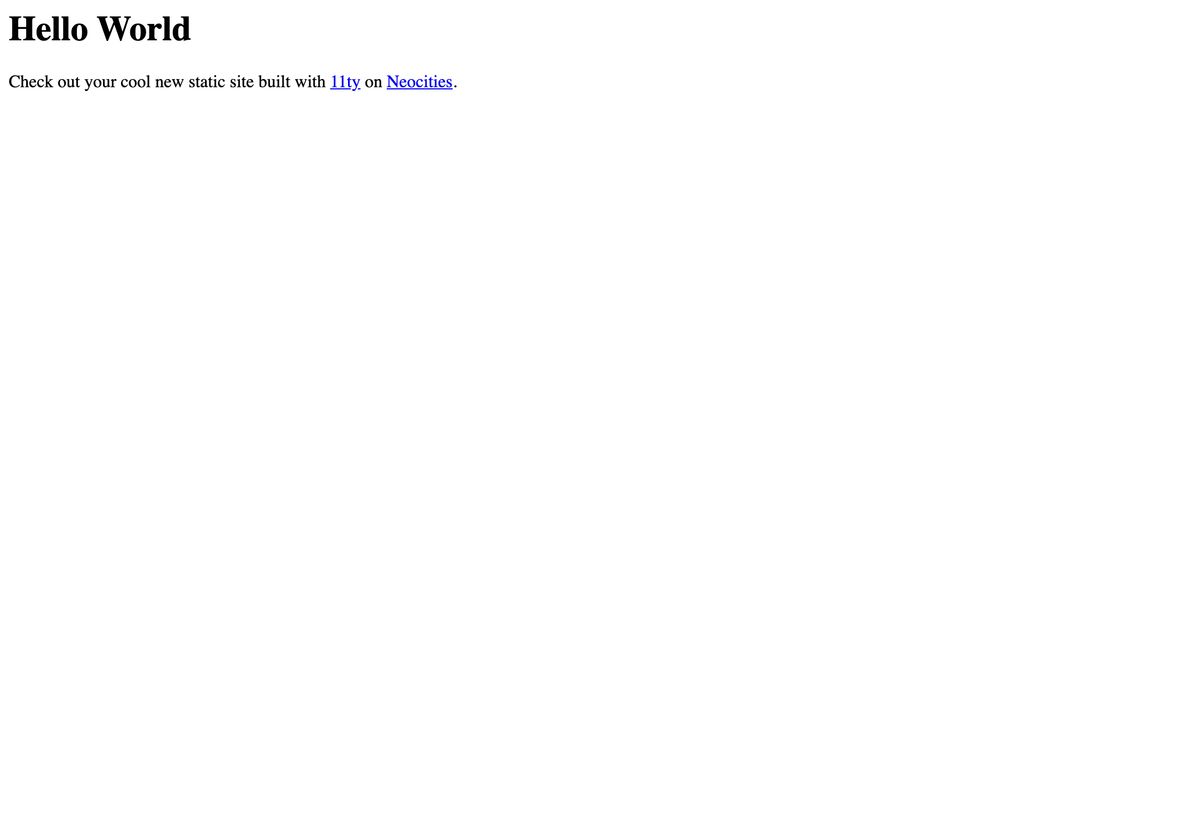 A plain Hello World page with a heading and a sentence, in the browser's default styling